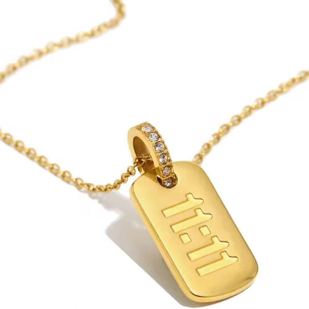 Gold Angel Number 11:11 Necklace – Minimalist Lucky Pendant - Picture 4 of 10